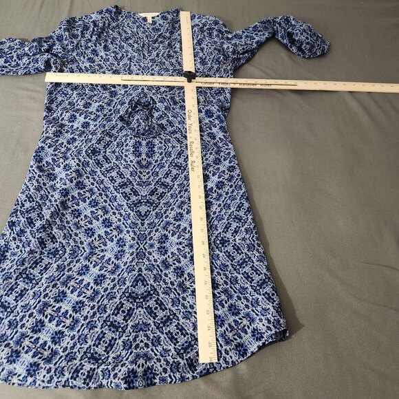 Rebecca Taylor Dress Women's 0 Silk V Neck Long Sleeve Mini Blue Floral Pockets - Picture 11 of 15